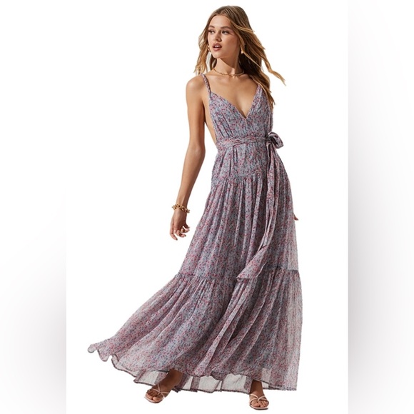 Astr Floral Maxi Dress in Purple and Pink - Picture 1 of 8